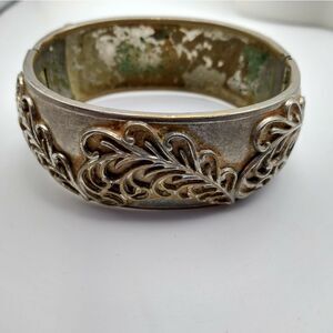 Sterling silver Antique patina‎ hinge bracelet ivy lost garden B0117
